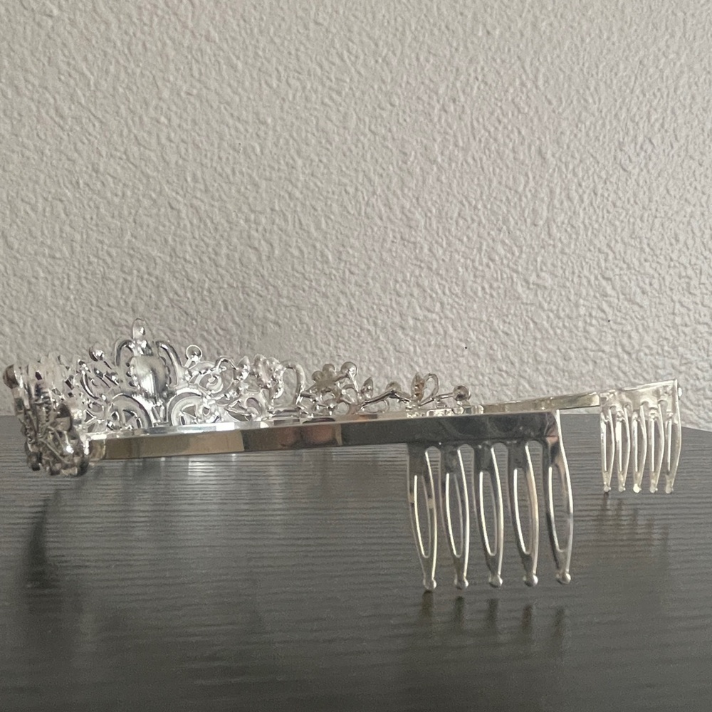 Silver Tiara with Rhinestones - Picture 4 of 5